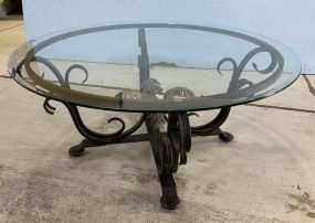 Round Iron and Glass Coffee Table
