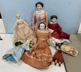 Six Antique Porcelain Dolls