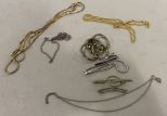 5 Men's Vintage Tie Clips and 4 Gold Tone Necklaces