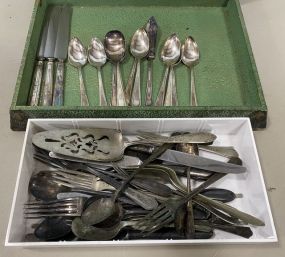 WM Roger Silver Plate Flatware Set and Assorted Silver Plate Pieces