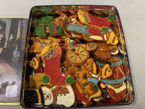 Tin with Ceramic Christmas Ornaments