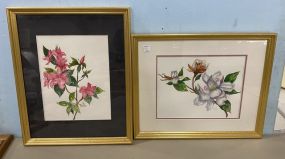Two BYB Signed Floral Prints