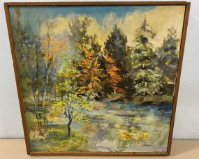 Landscape Painting of Canvas Signed