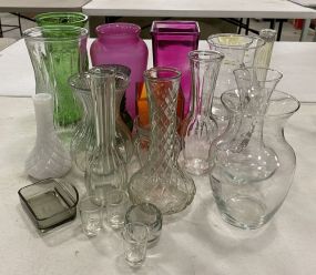 Group of Assorted Styled Flower Glass Vases