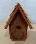 Hand Made Wood Bird House with Pslam 18:2