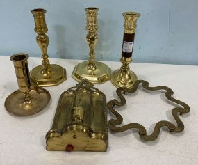 Four Brass Candle Holders, Brass Wall Sconce