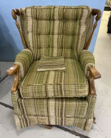 Vintage Upholstered Maple Arm Chair