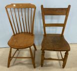 Two Primitive Style Side Chairs