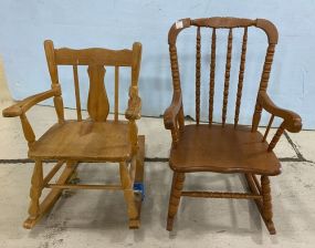 Two Wood Child's Rocking Chairs