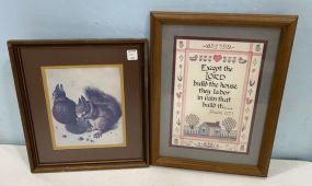 Squirrel Print and Psalm 127:1 Framed Print