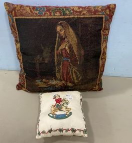 Mary and Child Pillow and Small Pillow Child and Rocking Horse