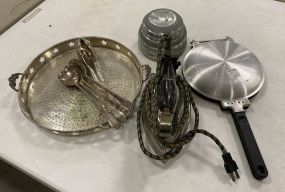 Old Electric Iron, Tongs, Serving Spoons, Round Tray, Perfect Pancake, Music Box
