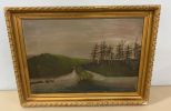 Early Oil Painted of Levee and Dam in Louisiana