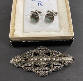 Vintage Style Sterling Brooch and .925 Cuff Links