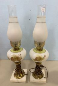 Pair of Pinecone Glass/Marble Table Lamps
