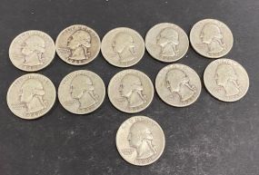 Eleven 1948 Silver Quarters