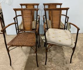 Four Metal and Bamboo Dining Chairs