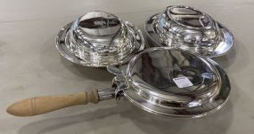 Two Silver Plate Vegetable Dishes and Silver Plate Bed Warmer