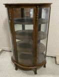 Oak Curved Glass Curio Cabinet