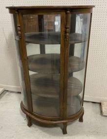 Oak Curved Glass Curio Cabinet