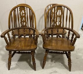 Four Windsor Style Arm Chairs