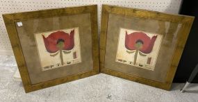 Pair of Painted Flower Prints