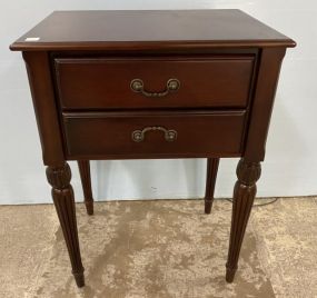 Modern Cherry Two Drawer Side Table
