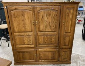 Vintage Oak Finish Entertainment Cabinet