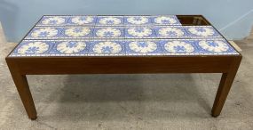 Vintage Coffee Table with Vintage Blue Tile Top