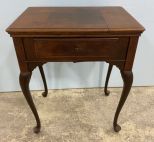 Mahogany Queen Anne Sewing Cabinet with Singer Sewing Machine