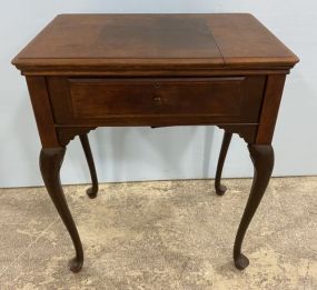 Mahogany Queen Anne Sewing Cabinet with Singer Sewing Machine