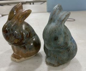 Peters Pottery Rabbit and Sattifield Signed Rabbit