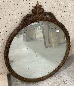 Antique Pressed Wood Round Wall Mirror