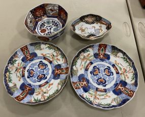 Imari Style Porcelain Plates and Bowls