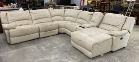 Large White Vinyl Sectional Sofa