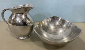 Pewter Salad Bowl and Pewter Pitcher
