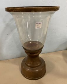 Vintage Brass and Glass Shade  Candle Holder