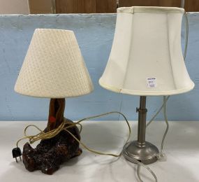 Drift Wood Style Lamp and Modern Silver Pole Lamp