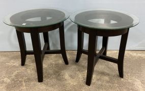 Pair of Contemporary Black and Glass Lamp Tables