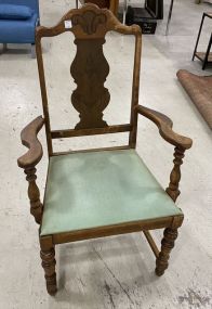 Vintage Walnut Depression Era Arm Chair