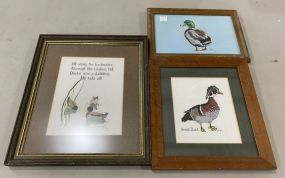 Three Needle Point Framed Ducks