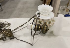 Vintage Brass Hanging Globe Lamp