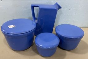 Oxford Ware Pottery Pitcher and Canisters