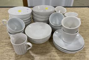 White China Saucers, Cups, and Bowls