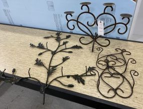 Metal Tree Plate Rack, Metal Candle Stand, Two Single Plate Racks