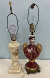 Porcelain Urn Lamp and Red Porcelain Urn Lamp