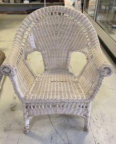 Vintage White Wicker Arm Chair