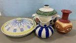 Three Gail Pittman Pottery and Ceramic Covered Pot