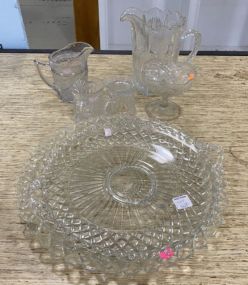 Pressed Glass Pitchers, Compote, Cups, and Trays