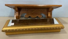 Wood Wall Shelf and Gold Gilt Wall Shelf